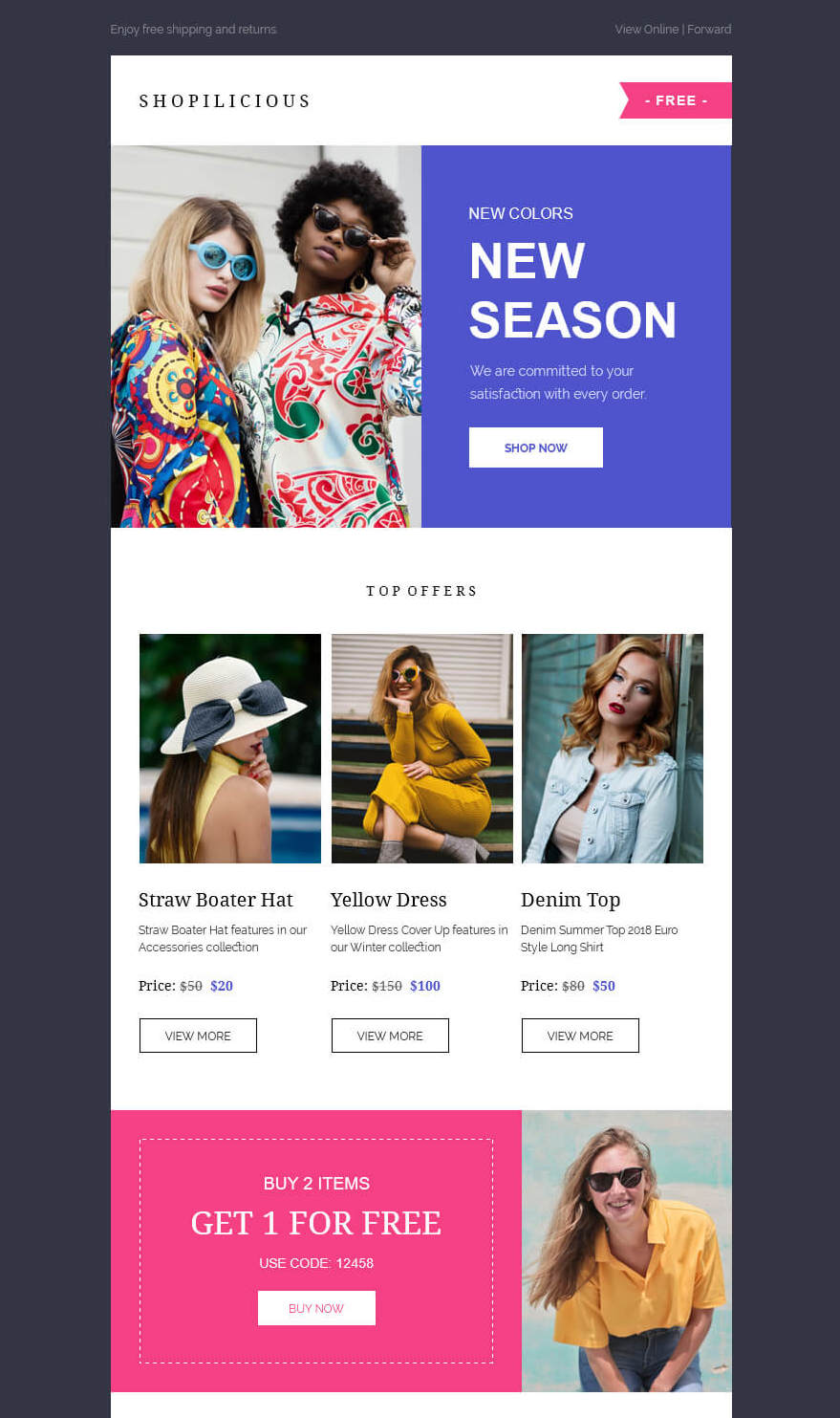 Shopilicious – HTML Email Template Gratuito