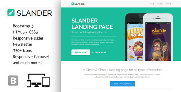 Slander - Responsive Bootstrap HTML5 Landing Page