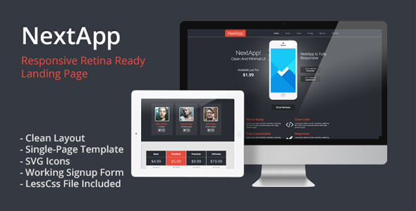 NextApp - Responsive, Retina Ready Landing Page