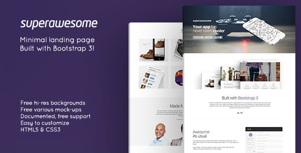 Superawesome - Retina Bootstrap 3 App Landing Page